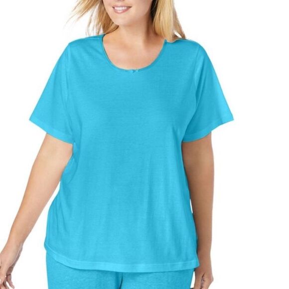 Fresh Produce Blue Cotton Short Sleeve Scoop Neck Tee Shirt Size 3X - Picture 1 of 9